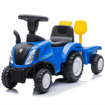 New Holland T7 Ciągnik Jeździk Pchacz z przyczepą niebieski