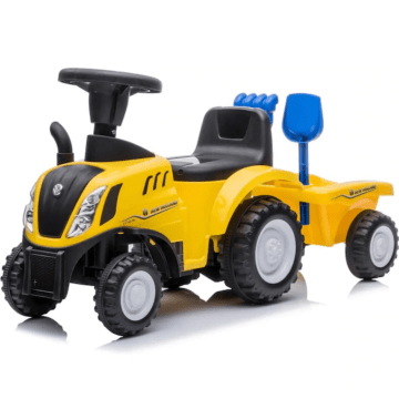 New Holland T7 Ciągnik Jeździk Pchacz z przyczepą żółty